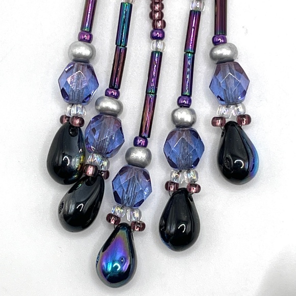 Hand Crafted Contemporary AB Crystal Czech Glass Duster Pierced Earrings - Picture 10 of 11